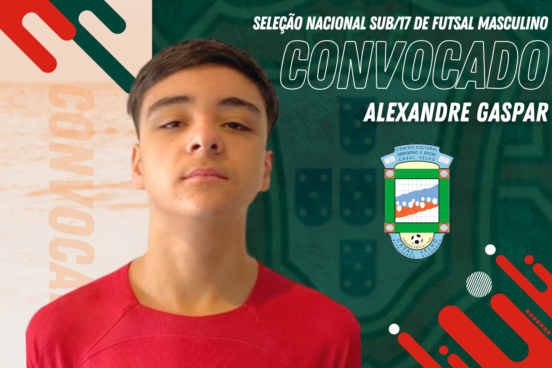 Alexandre Gaspar convocado para a Seleção Nacional Sub-17 Masculina de Futsal